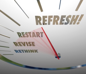Refresh Rethink Revise Restart Speedometer Gauge Level